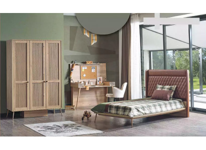 Suite de luxe pour enfants, lit Chesterfield, bureau, garde-robe, ensemble de 3 pièces.